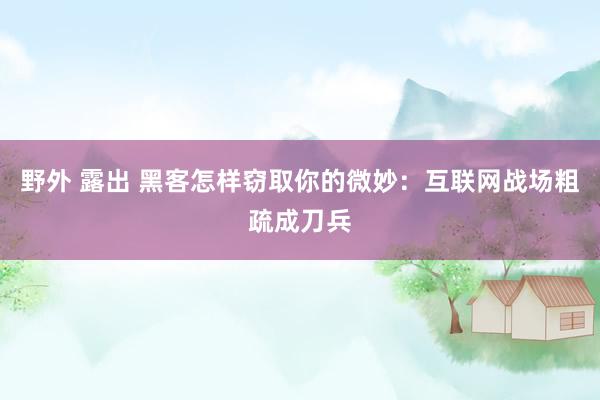 野外 露出 黑客怎样窃取你的微妙：互联网战场粗疏成刀兵